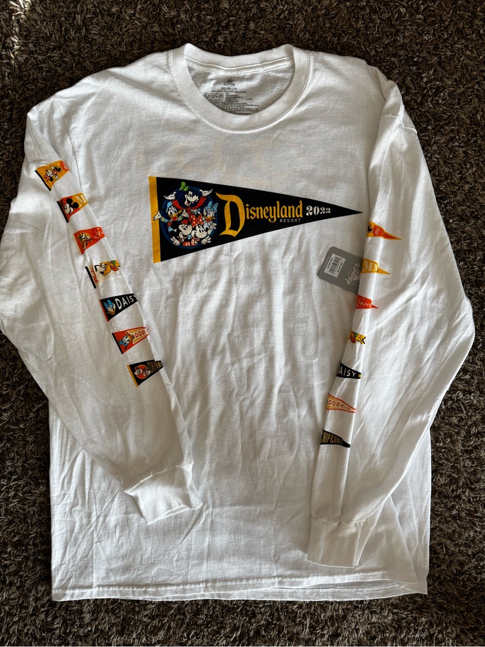 Disneyland Resort Long-Sleeve Pennant Graphic Tee with Character Sleeve Strips